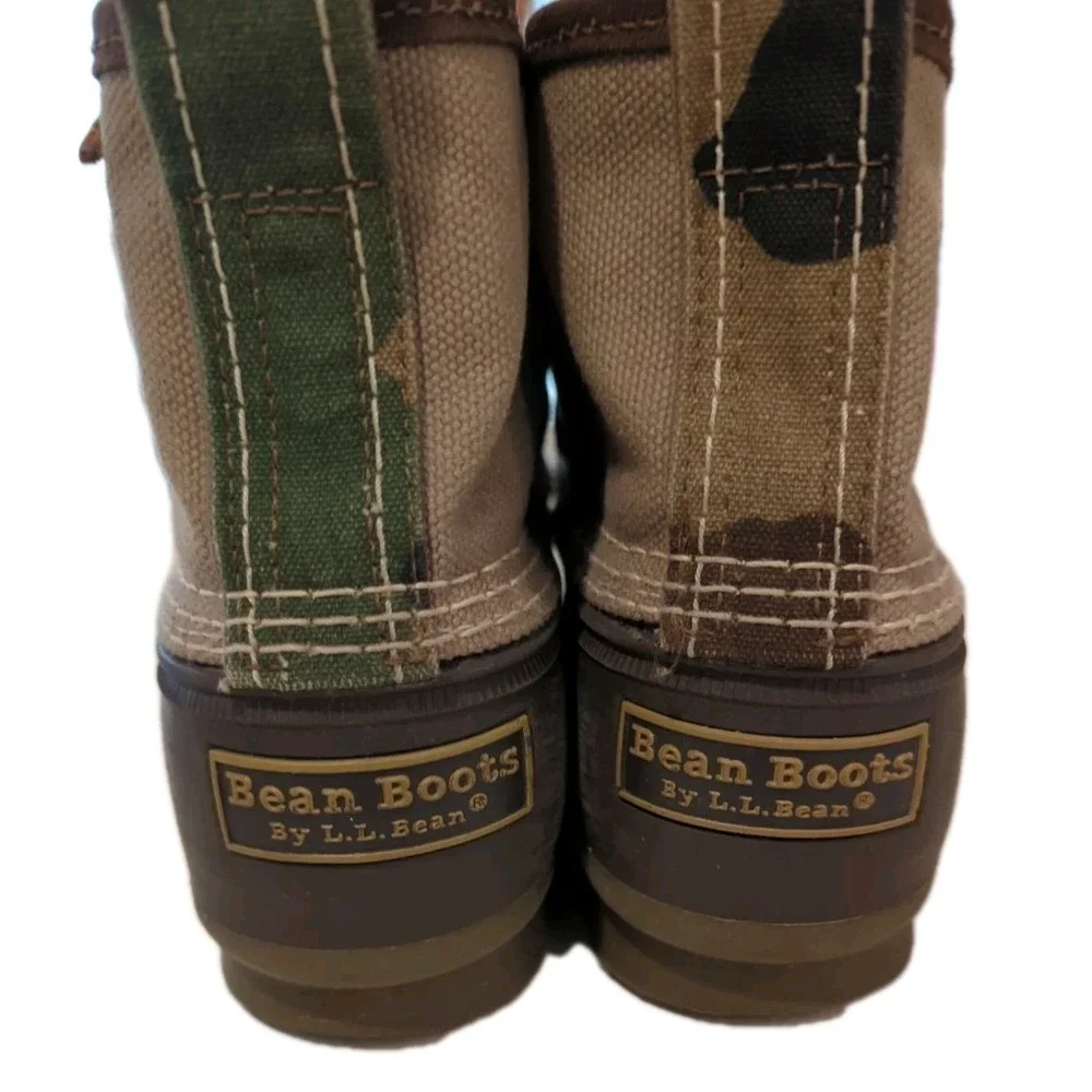 LL Bean Canvas Duck Boots Mens 7.5M Women's 9.5 Tan Camo Classic USA Limited Ed‎